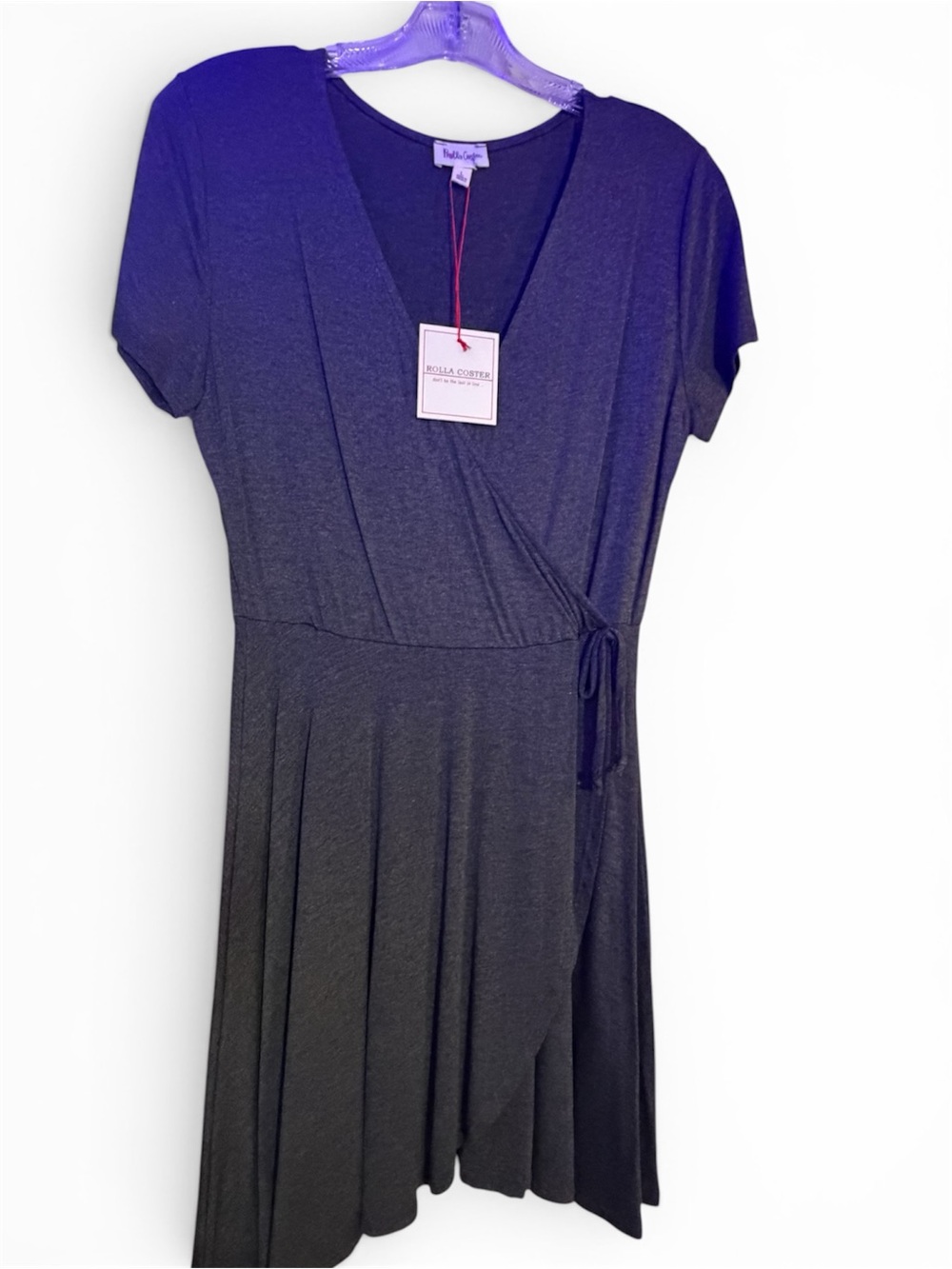 Rolla Coster Black Short-Sleeve Wrap Midi Dress